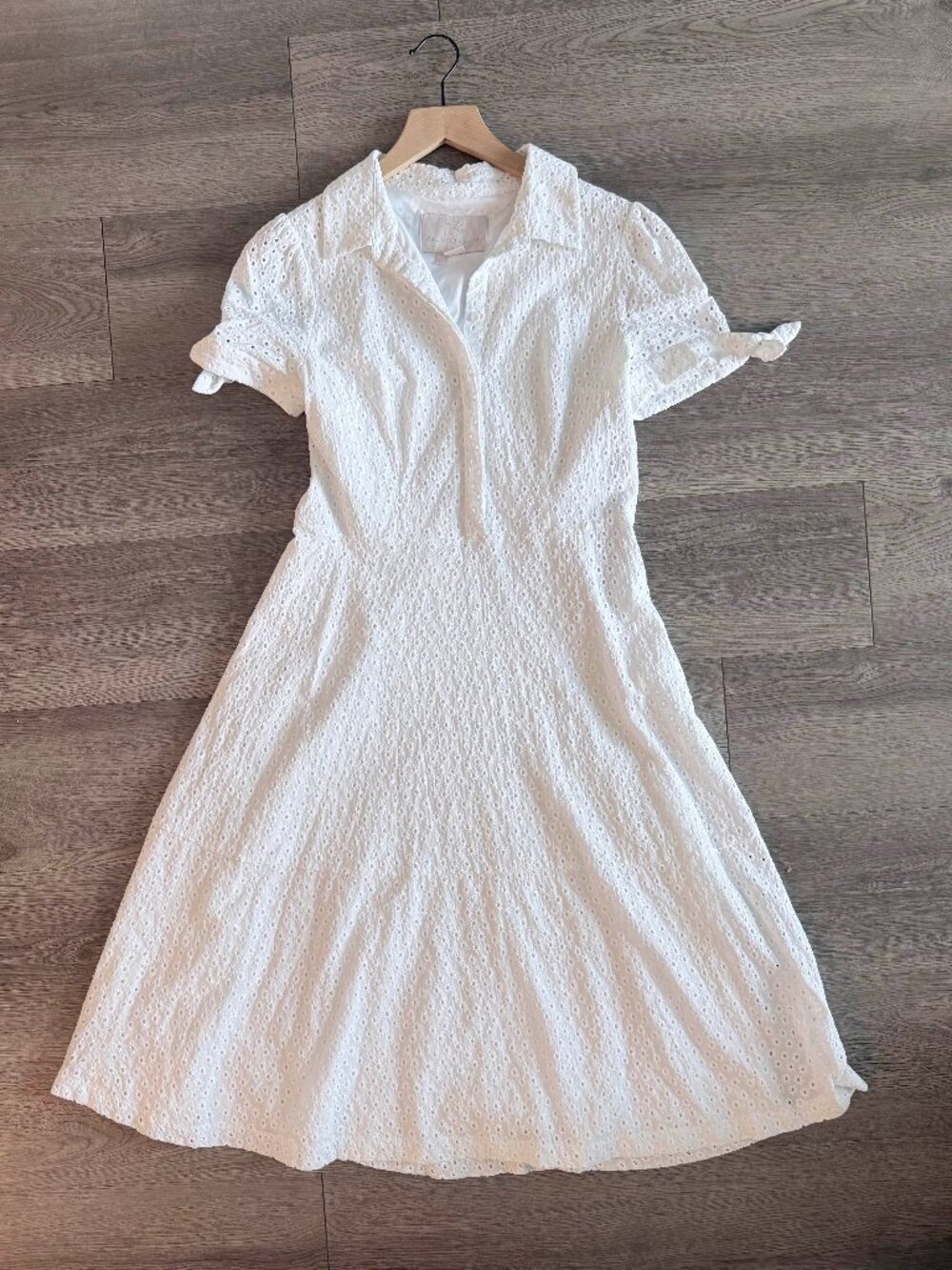 Gal Meets Glam Judith White Eyelet Lace Cotton Midi Dress 6